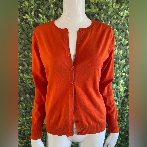 August Silk Blood Orange Silk Cardigan - Picture 5 of 9